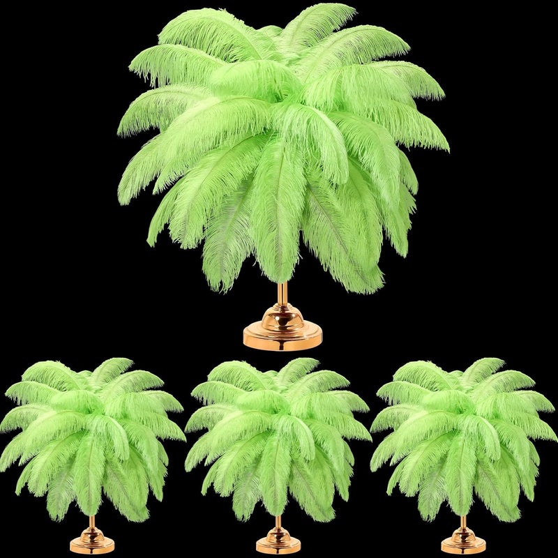Retrowavy Store 50 Pcs 14-16 Inches Large Natural Ostrich Feathers Bulk for Centerpieces for Wedding Party Centerpieces Home Decoration Flower Arrangement (Green) - Image 1